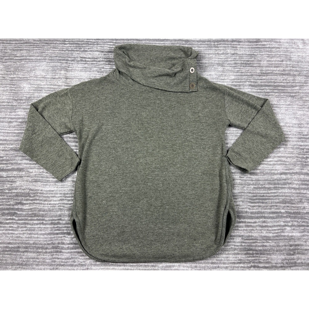 Ruby Rd Pullover Womens S Olive Cowl Neck Button Detail High Low Knit Top 34156